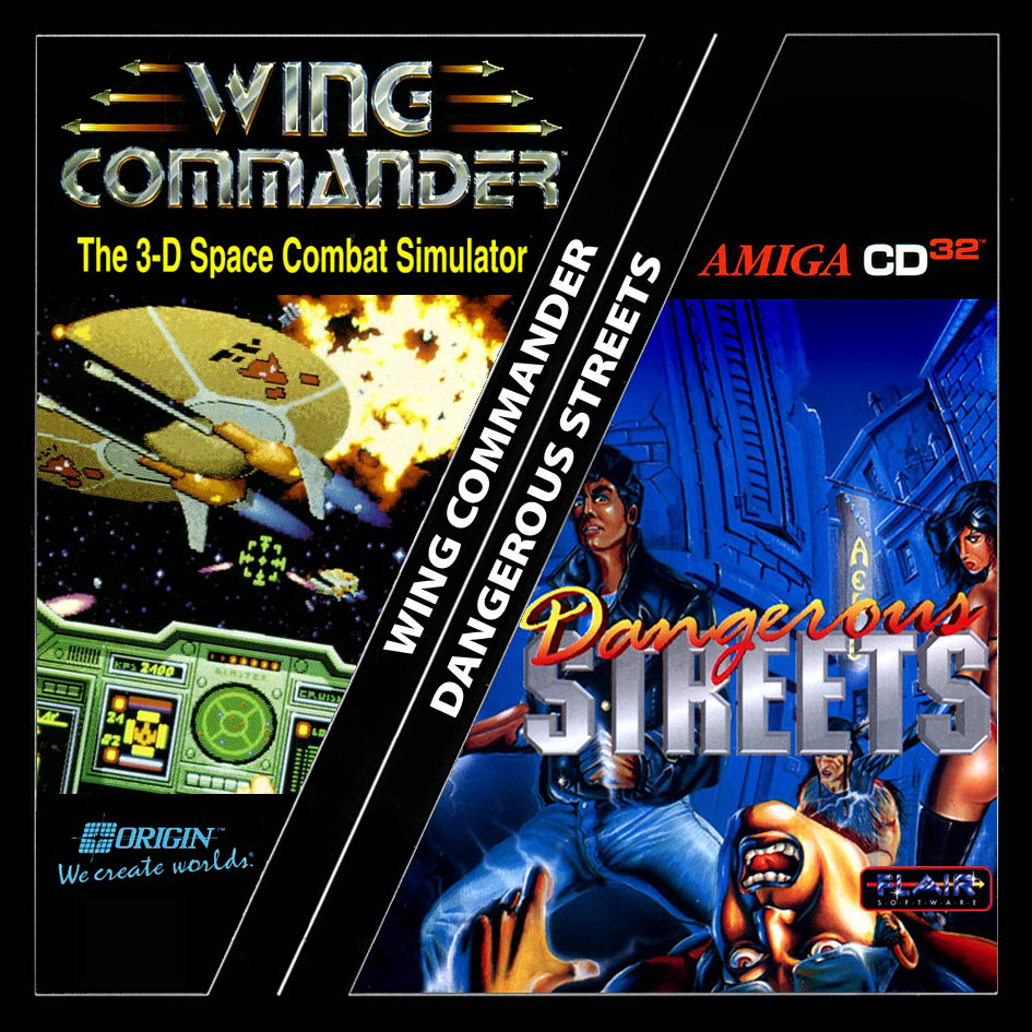 Dangerous Streets & Wing Commander box art for Amiga CD32
